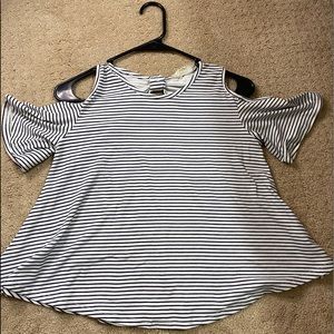 off the shoulder striped shirt